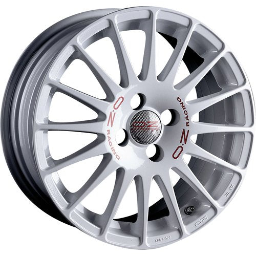 SUPERTURISMO WRC RACE WHITE RED LETTERING BY OZ RACING SET OF 4 ALLOY WHEELS 18X8 5X114.3 ET40 FOR TOYOTA GR YARIS