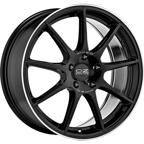 VELOCE GT GLOSS BLACK DIAMOND LIP SILVER LETTERING BY OZ RACING SET OF 4 ALLOY WHEELS 18X8 5X114.3 ET45 FOR TOYOTA GR YARIS
